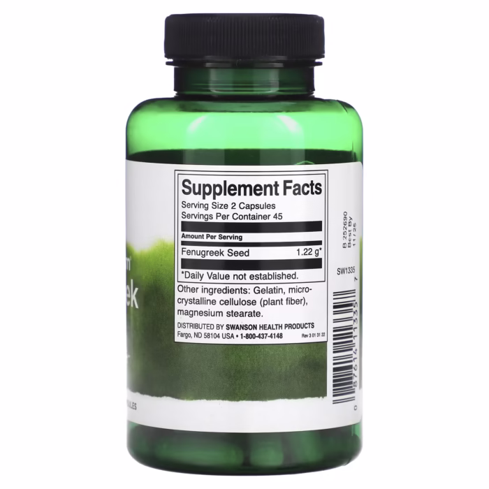 Swanson, Full Spectrum Fenugreek Seed, 610 mg, 90 Capsules - Image 2